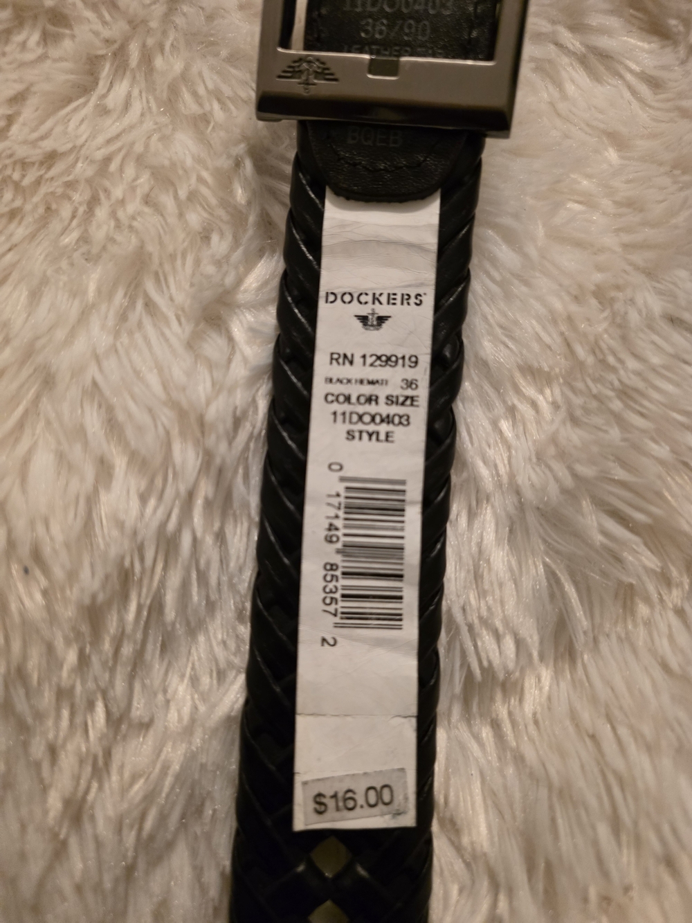 Dockers Black Braided Leather Belt with Silver Buckle